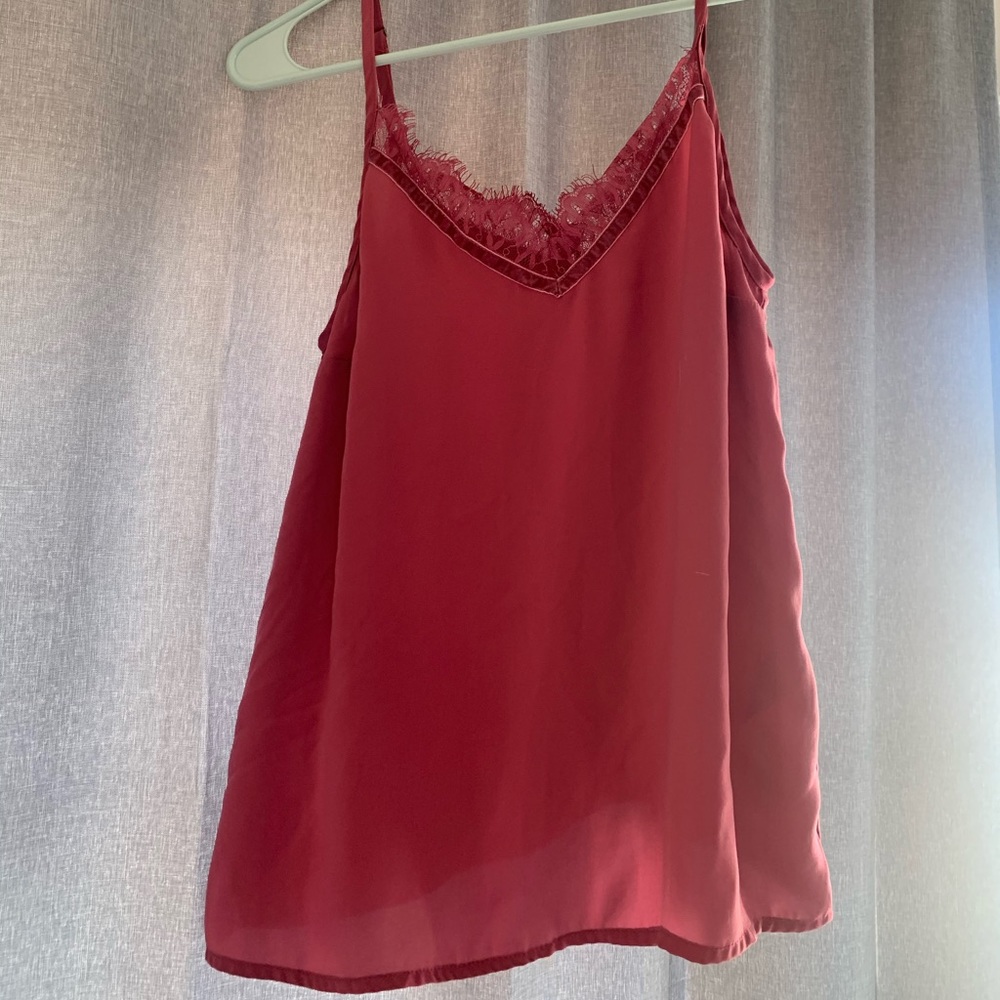 silk lace pink tank top